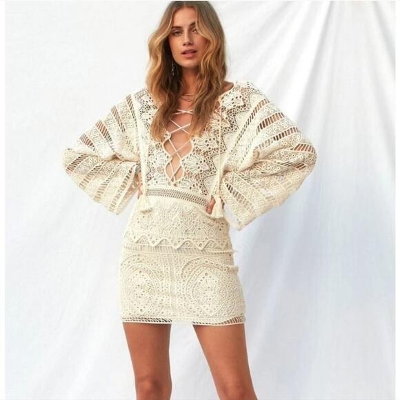 Free People Cream Long Sleeve Dress - Picture 8 of 11